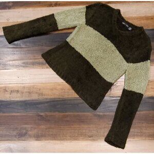 Vintage Sweater Jamie Scott V-Neck Dark & Light Green Long Sleeve Pullover Large